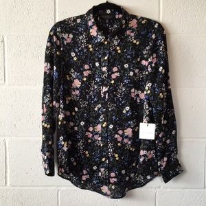 Laundry By Shelli Segal Button up floral long sleeve blouse size xs
